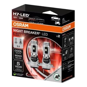 SADA 2x LED Autožiarovka NIGHT BREAKER H7 PX26d/16W/12V 6000K - Osram