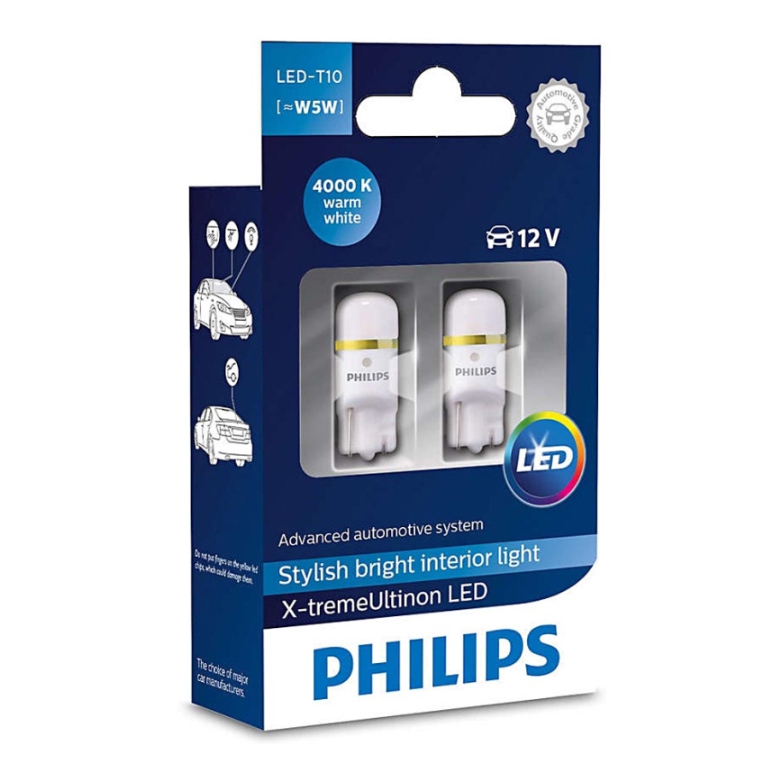 SADA 2x LED Autožiarovka Philips X-TREMEULTION 127994000KX2 T10 W2,1x9,5d/0,8W/12V