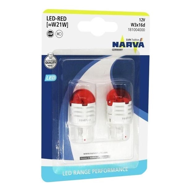 SADA 2x LED Autožiarovka W21W W3x16d/1,75W/12V červená - Narva 18100RPNVAB2