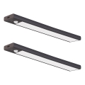 SADA 2x LED nabíjateľné osvetlenie nábytku so snímačom pohybu a súmraku VIRO LED/1,2W/3,7V 800 mAh 3000/4000/6500K 30 cm čierna