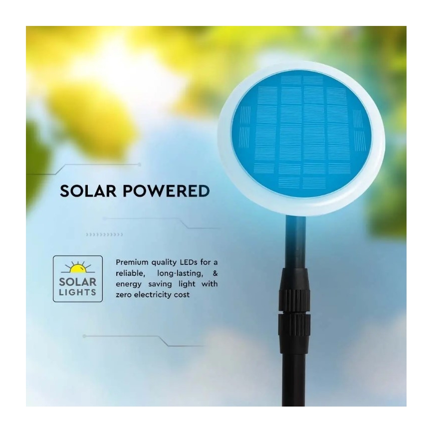 SADA 2x LED Nastaviteľná solárna lampa GARDEN LED/3W/5V 42-80 cm 3000K IP65 1000 mAh