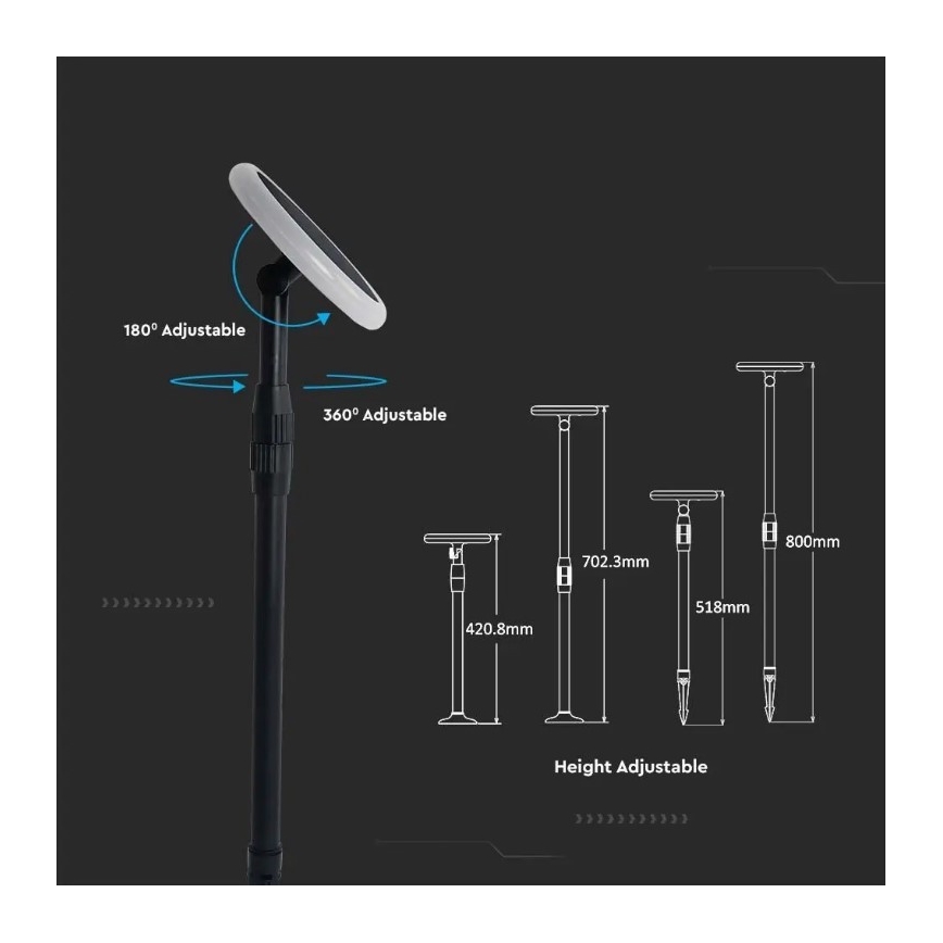 SADA 2x LED Nastaviteľná solárna lampa GARDEN LED/3W/5V 42-80 cm 3000K IP65 1000 mAh