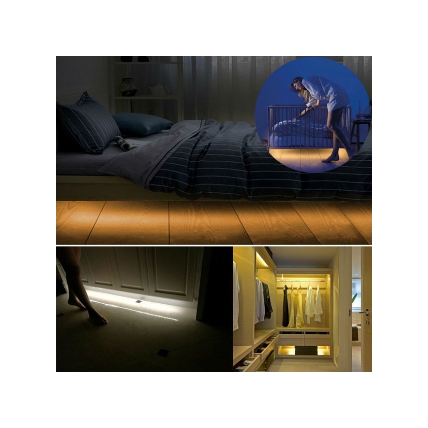 SADA 2x LED Pásik so senzorom WAVE SENZOR 1,2m LED/4W/230V 3000K