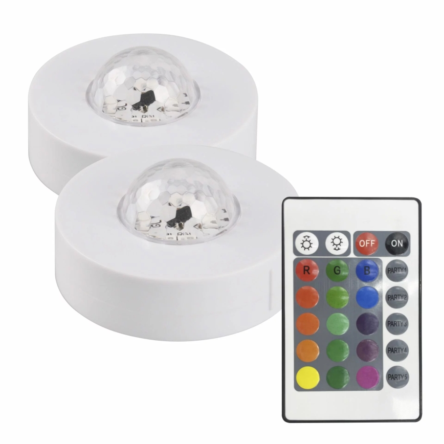 SADA 2x LED RGB Stmievateľné dekoračné svietidlo FESTA 3xAAA/4,5V + diaľkové ovládanie