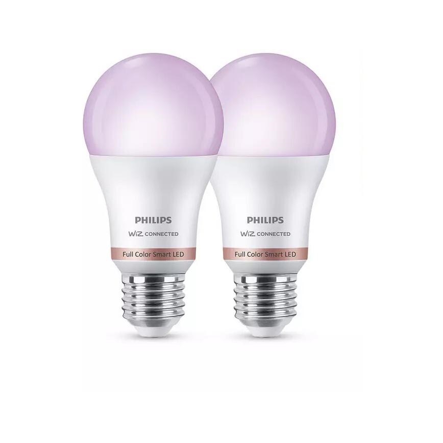 SADA 2x LED RGB Stmievateľná žiarovka Philips A60 E27/8W/230V Wi-Fi
