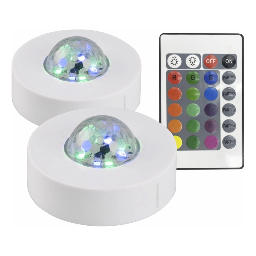 SADA 2x LED RGB Stmievateľné dekoračné svietidlo FESTA 3xAAA/4,5V + diaľkové ovládanie