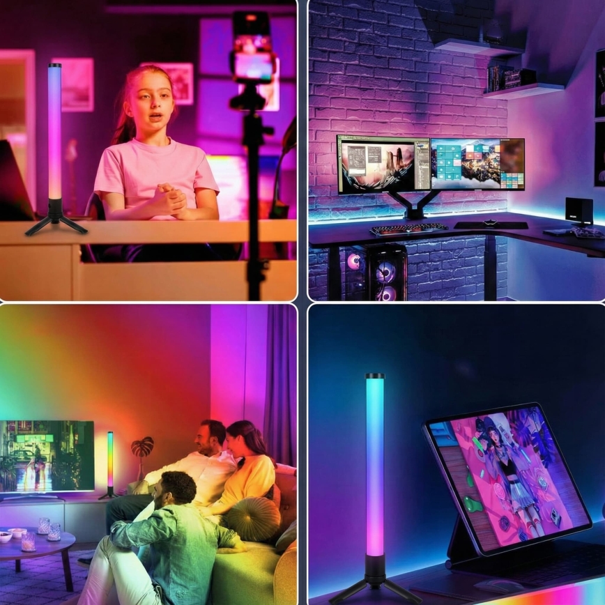 SADA 2x LED RGBIC stmievateľná stolná lampa LED/5W/5V čierna + diaľkové ovládanie