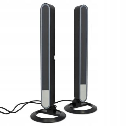 SADA 2x LED RGBIC Stmievateľná stolová lampa LED/5W/5V čierna + diaľkové ovládanie