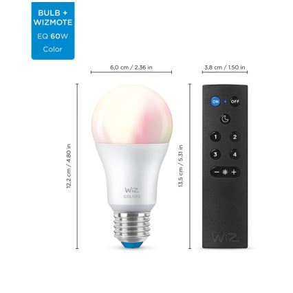 SADA 2x LED RGBW Stmievateľná žiarovka A60 E27/8,5W/230V 2200-6500K Wi-Fi + diaľkové ovládanie - WiZ