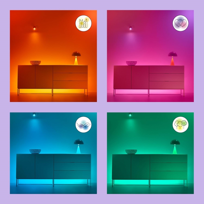 SADA 2x LED RGBW Stmievateľná žiarovka C37 E14/4,9W/230V 2200-6500K Wi-Fi - WiZ