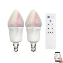 SADA 2x LED RGBW Stmievateľná žiarovka CANDLE E14/11,5W/230V 2700–6500K Wi-Fi +diaľkové ovládanie  - WiZ