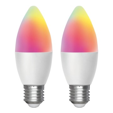SADA 2x LED RGBW Stmievateľná žiarovka MESH Smart C37 E27/6,5W/230V 2700-6500K + diaľkové ovládanie - Aigostar