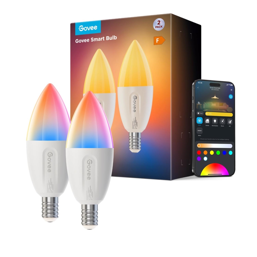 SADA 2x LED RGBWW Stmievateľná žiarovka E14/5W/230V 2700-6500K Wi-Fi - Govee
