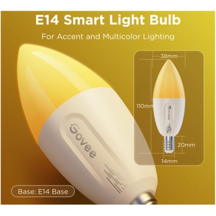 SADA 2x LED RGBWW Stmievateľná žiarovka E14/5W/230V 2700-6500K Wi-Fi - Govee