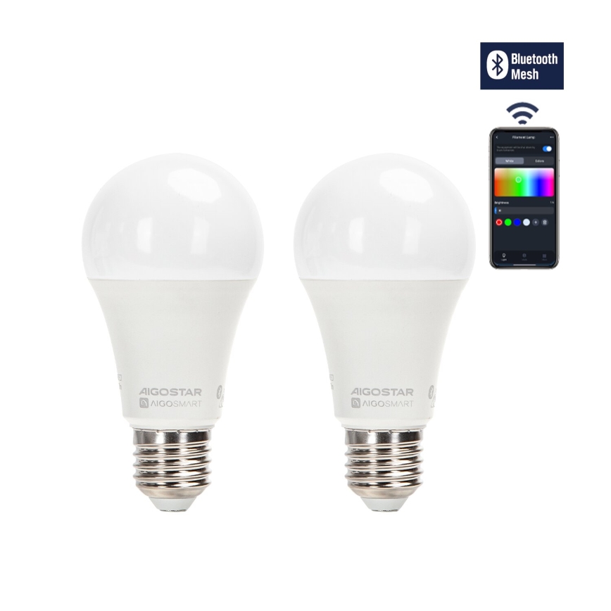 SADA 2x LED RGBW Stmievateľná žiarovka MESH Smart G45 E14/4,5W/230V 2700-6500K + diaľkové ovládanie - Aigostar