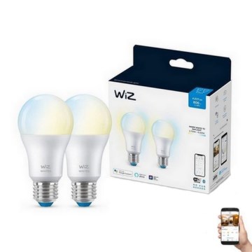SADA 2x LED Stmievateľná žiarovka A60 E27/8W/230V 2700-6500K CRI 90 Wi-Fi - WiZ