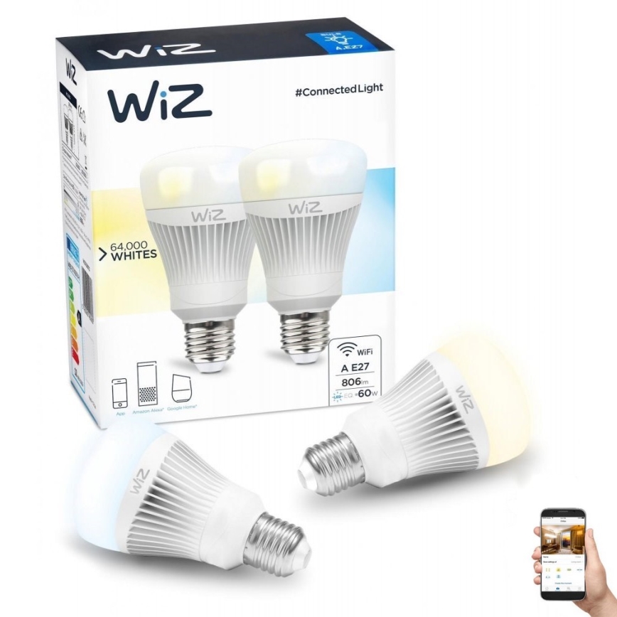 SADA 2x LED Stmievateľná žiarovka E27/11,5W/230V 2700-6500K Wi-Fi - WiZ