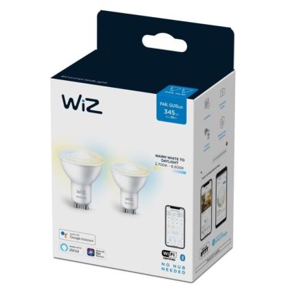 SADA 2x LED Stmievateľná žiarovka PAR16 GU10/4,7W/230V 2700-6500K CRI 90 Wi-Fi - WiZ