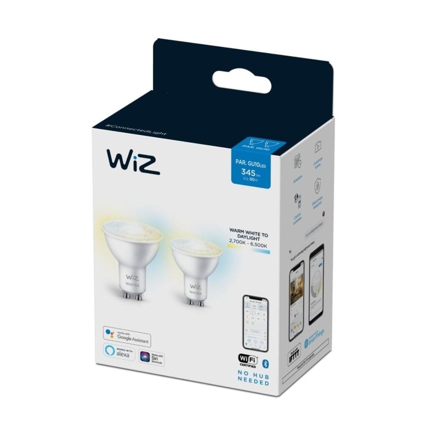 SADA 2x LED Stmievateľná žiarovka PAR16 GU10/4,7W/230V 2700-6500K CRI 90 Wi-Fi - WiZ