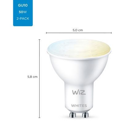 SADA 2x LED Stmievateľná žiarovka PAR16 GU10/4,7W/230V 2700-6500K CRI 90 Wi-Fi - WiZ