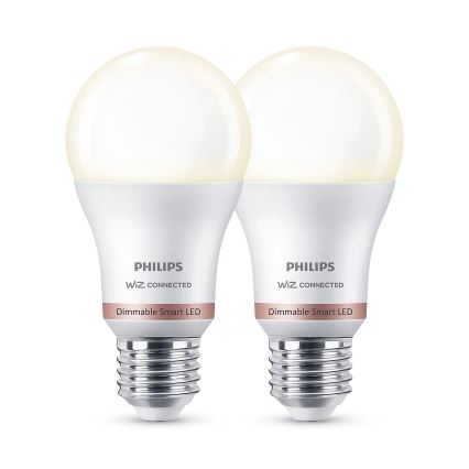 SADA 2x LED Stmievateľná žiarovka Philips A60 E27/8W/230V Wi-Fi