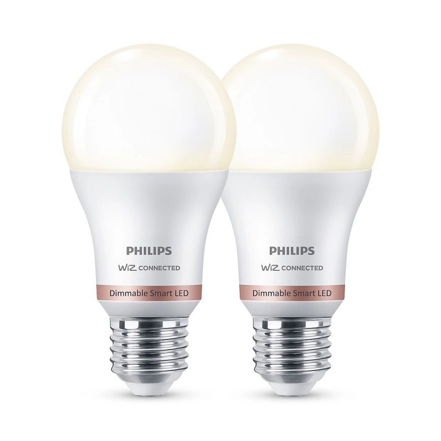 SADA 2x LED Stmievateľná žiarovka Philips A60 E27/8W/230V Wi-Fi