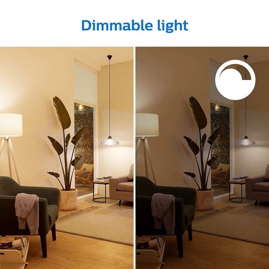 SADA 2x LED Stmievateľná žiarovka Philips A60 E27/8W/230V Wi-Fi