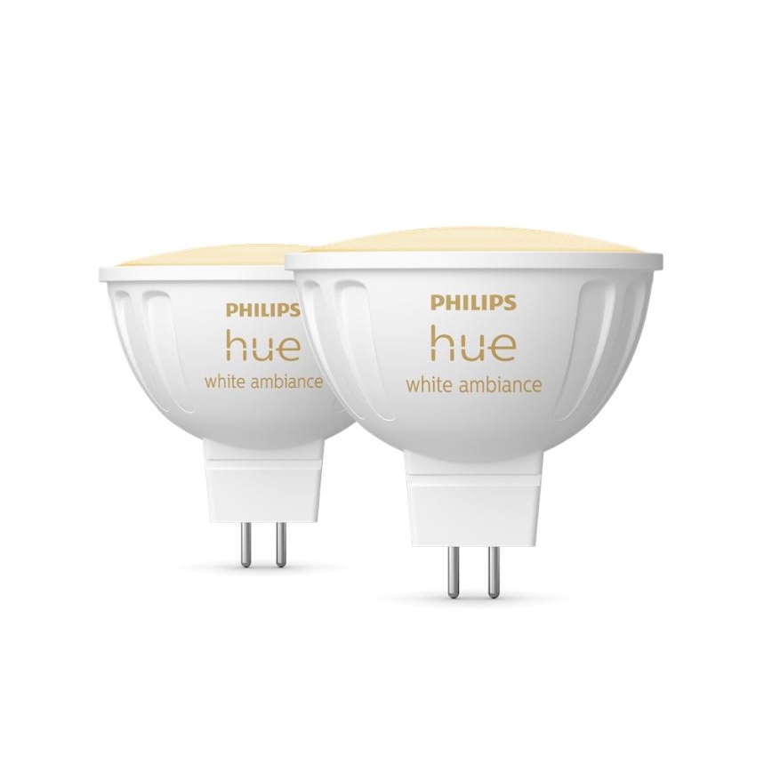 SADA 2x LED Stmievateľná žiarovka Philips Hue White Ambiance GU5,3/MR16/5,1W/12V 2200-6500K