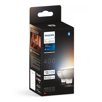 SADA 2x LED Stmievateľná žiarovka Philips Hue White Ambiance GU5,3/MR16/5,1W/12V 2200-6500K