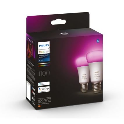 SADA 2x LED  Stmievateľná žiarovka Philips Hue White And Color Ambiance A60 E27/9W/230V 2000-6500K