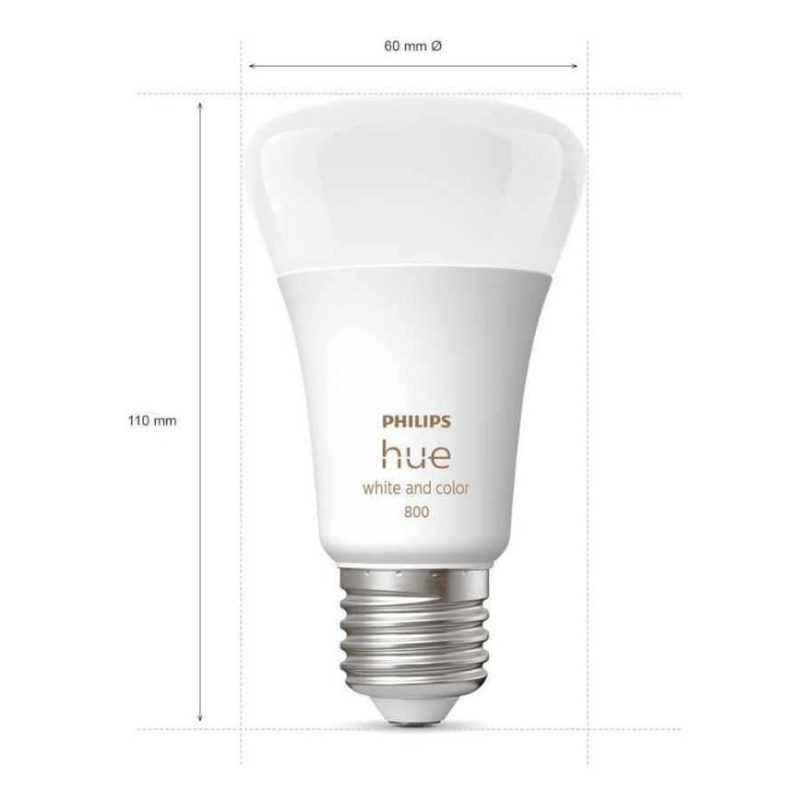 SADA 2x LED  Stmievateľná žiarovka Philips Hue White And Color Ambiance A60 E27/9W/230V 2000-6500K
