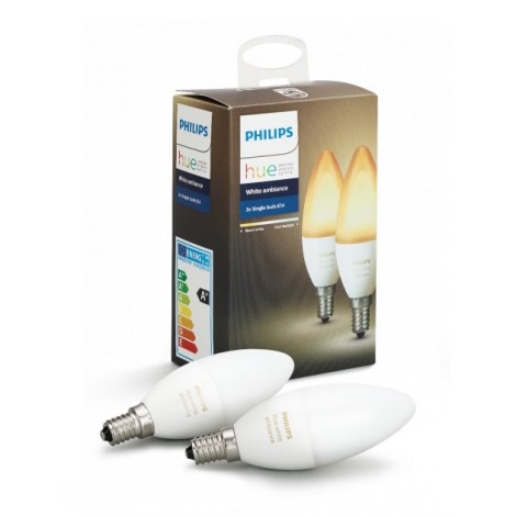 SADA 2x LED Stmievateľná žiarovka Philips Hue WHITE AMBIANCE E14/6W/230V 2200-6500K