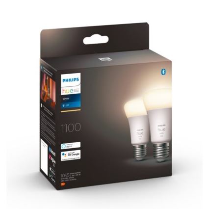 SADA 2x LED Stmievateľná žiarovka Philips Hue WHITE E27/9,5W/230V 2700K