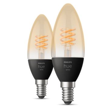 SADA 2x LED Stmievateľná žiarovka Philips Hue WHITE FILAMENT E14/4,5W/230V 2100K