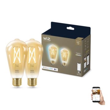 SADA 2x LED Stmievateľná žiarovka VINTAGE FILAMENT ST64 E27/6,7W/230V 2000-5000K Wi-Fi - WiZ