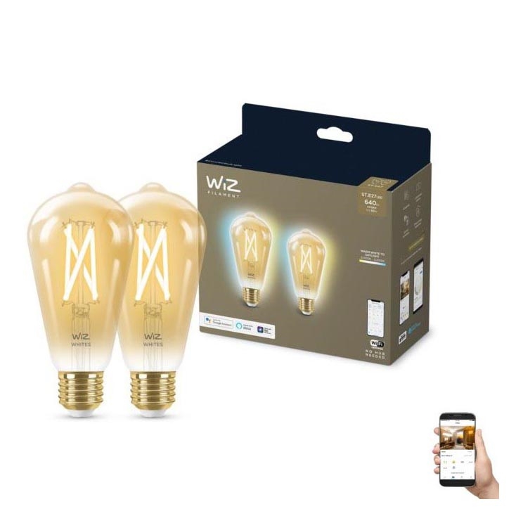SADA 2x LED Stmievateľná žiarovka VINTAGE FILAMENT ST64 E27/6,7W/230V 2000-5000K Wi-Fi - WiZ