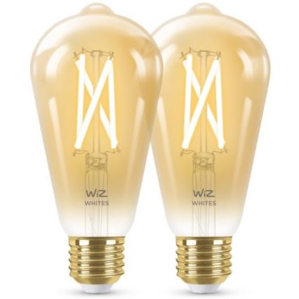 SADA 2x LED Stmievateľná žiarovka VINTAGE FILAMENT ST64 E27/6,7W/230V 2000-5000K Wi-Fi - WiZ