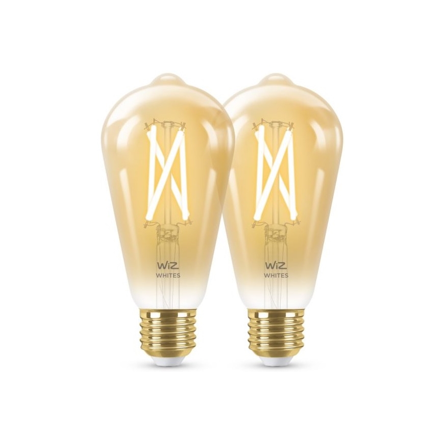 SADA 2x LED Stmievateľná žiarovka VINTAGE FILAMENT ST64 E27/6,7W/230V 2000-5000K Wi-Fi - WiZ