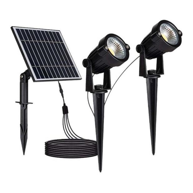 SADA 2x LED Vonkajšia solárna lampa 2xLED/1,2W/3,7V IP65 3000K 4000 mAh