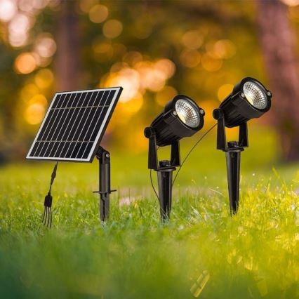 SADA 2x LED Vonkajšia solárna lampa 2xLED/1,2W/3,7V IP65 3000K 4000 mAh