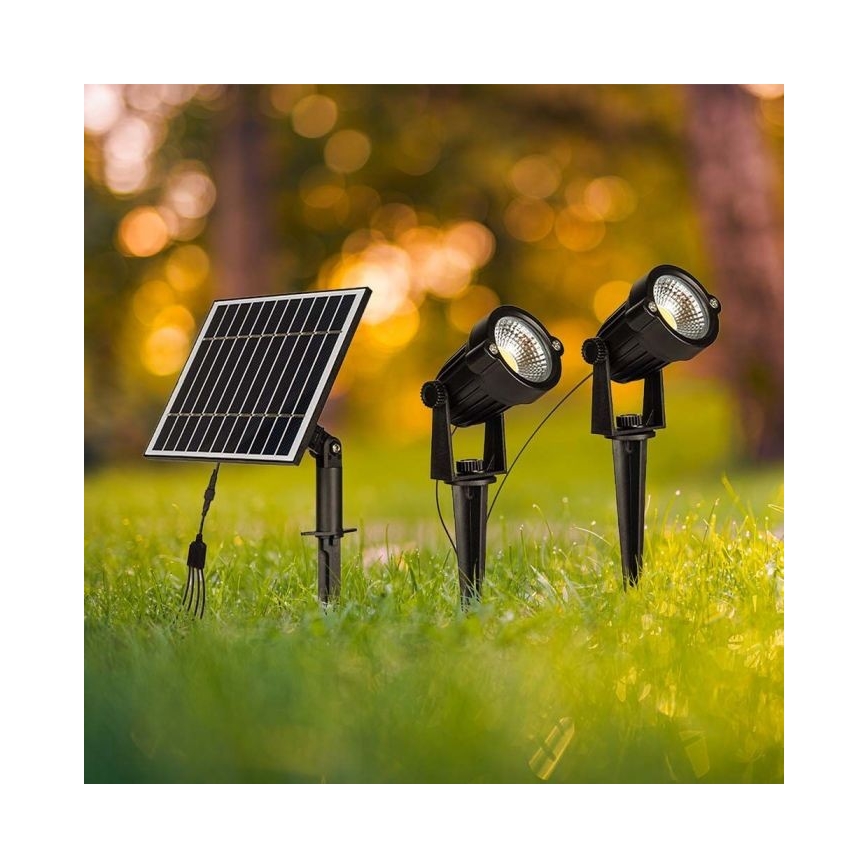 SADA 2x LED Vonkajšia solárna lampa 2xLED/1,2W/3,7V IP65 3000K 4000 mAh