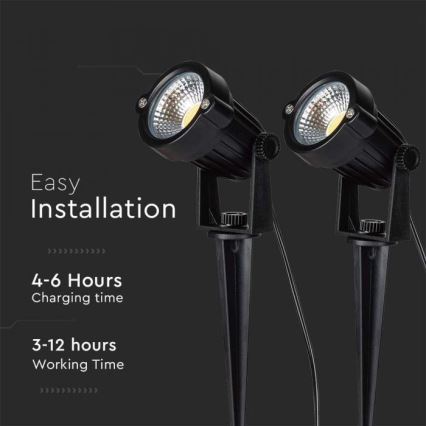 SADA 2x LED Vonkajšia solárna lampa 2xLED/1,2W/3,7V IP65 3000K 4000 mAh