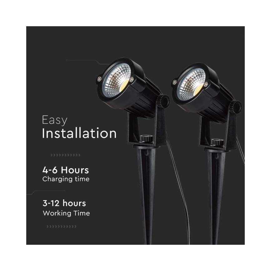 SADA 2x LED Vonkajšia solárna lampa 2xLED/1,2W/3,7V IP65 3000K 4000 mAh