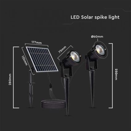 SADA 2x LED Vonkajšia solárna lampa 2xLED/1,2W/3,7V IP65 3000K 4000 mAh
