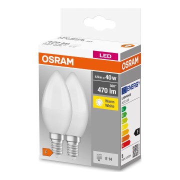 SADA 2x LED žiaroviek B38 E14/4,9W/230V 2700K - Osram