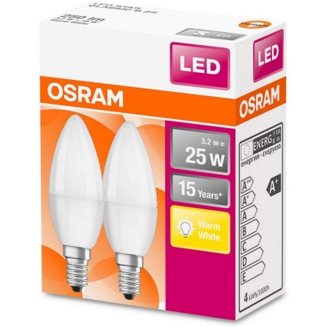 SADA 2x LED Žiarovka B25 E14/3,2W/230V 2700K - Osram