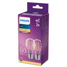 SADA 2x LED Žiarovka Philips A60 E27/7W/230V 2700K