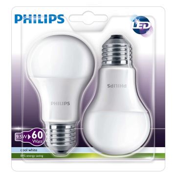 SADA 2x LED Žiarovka Philips E27/9W/230V 4000K