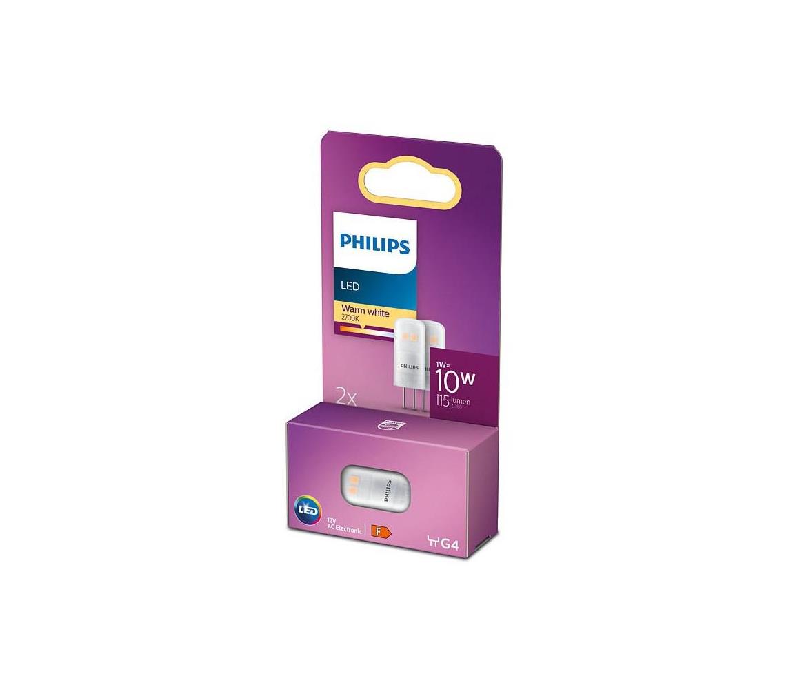SADA 2x LED Žiarovka Philips G4/1W/12V 2700K 8718699767877