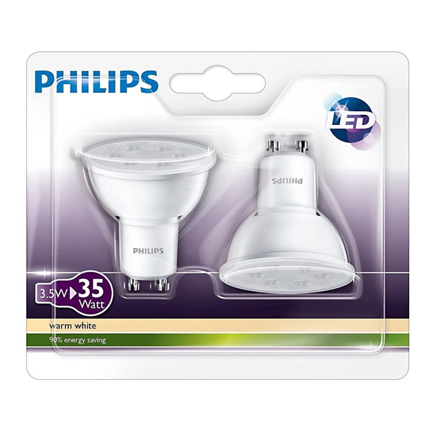 SADA 2x LED žiarovka Philips GU10/3,5W/230V 2700K